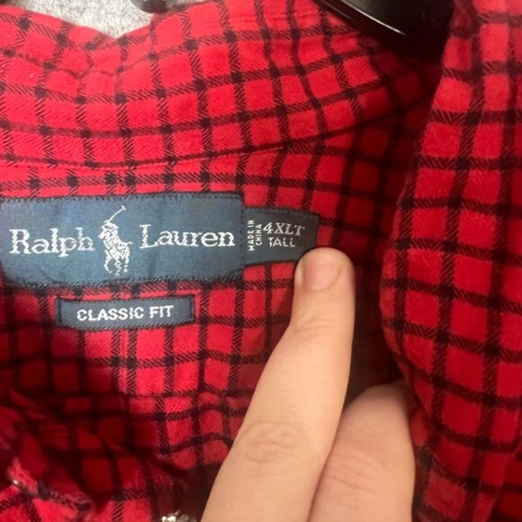 Polo Ralph Lauren Men Size 4XLT Tall Red Button Down Casual Shirt - Picture 2 of 7